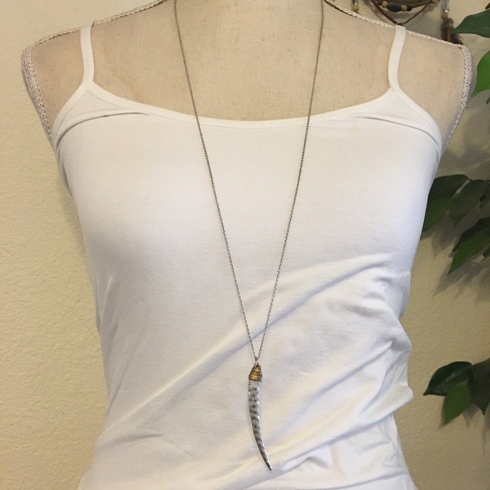 Envious hammered wire wrapped dagger necklace